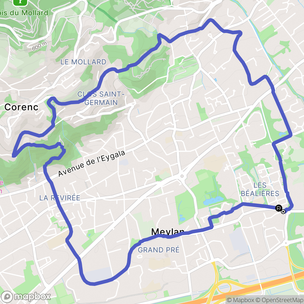Meylan : carte du parcours de randonnée - France