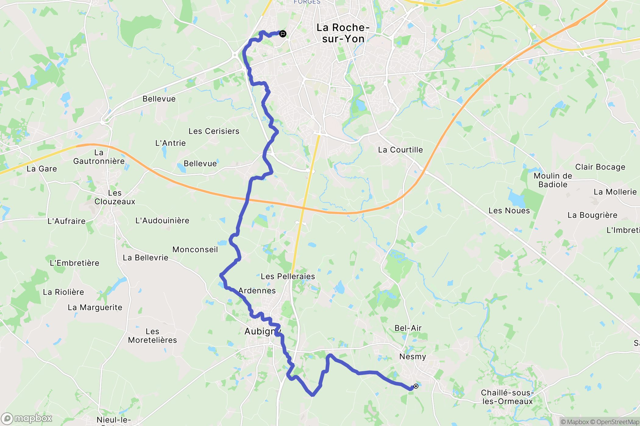 Nesmy : carte du parcours de randonnée - France