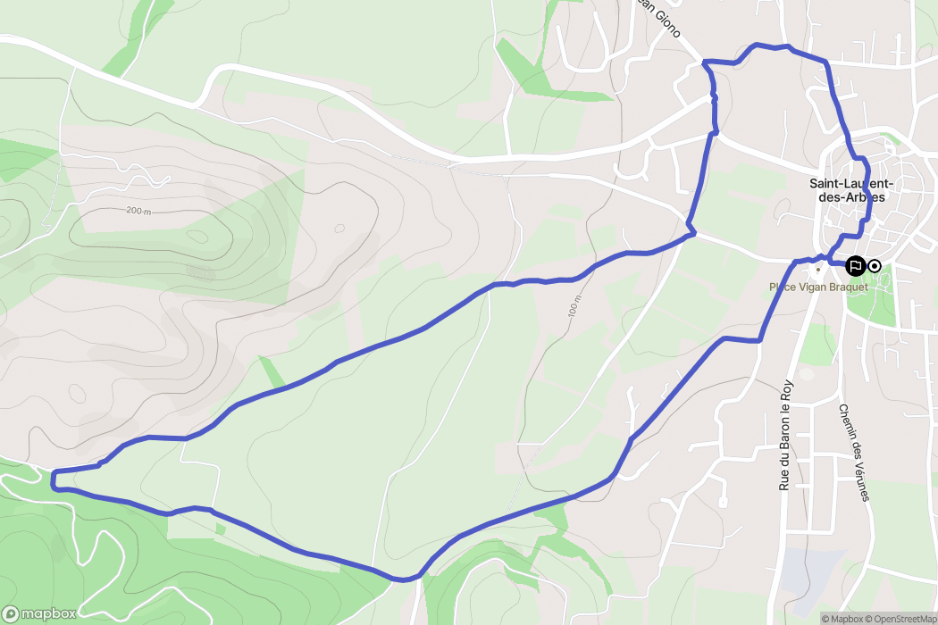 Saint-Laurent-des-Arbres : carte du parcours de randonnée - France
