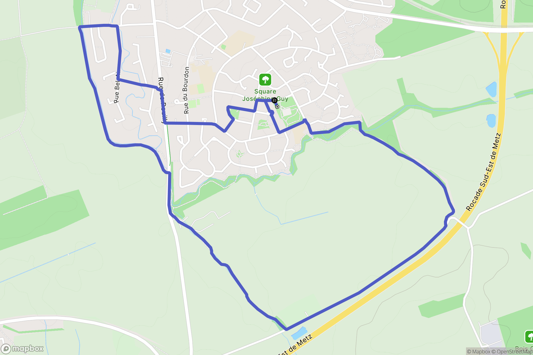 Metz : carte du parcours de randonnée - France