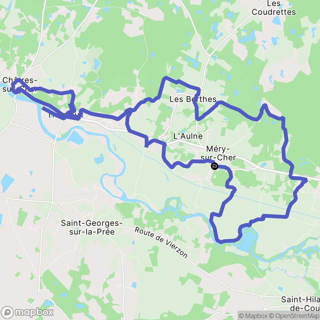 Méry-sur-Cher : carte du parcours de randonnée - France