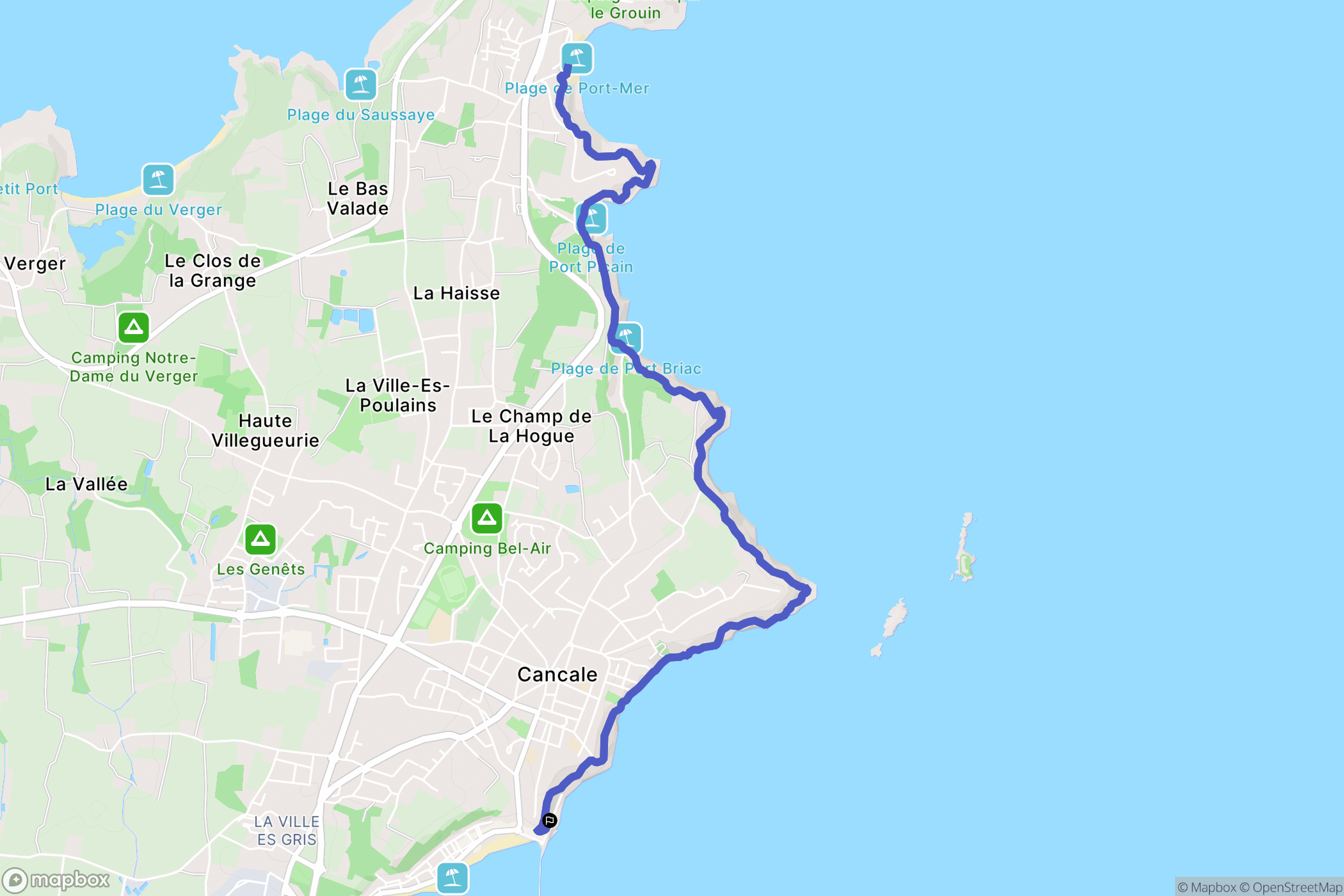 Cancale : carte du parcours de randonnée - France