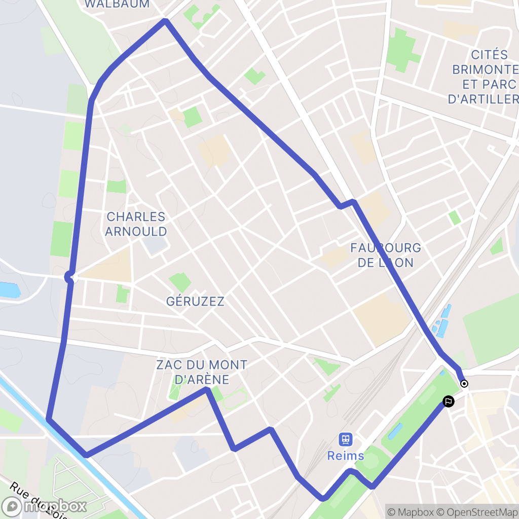 Reims : carte du parcours de randonnée - France