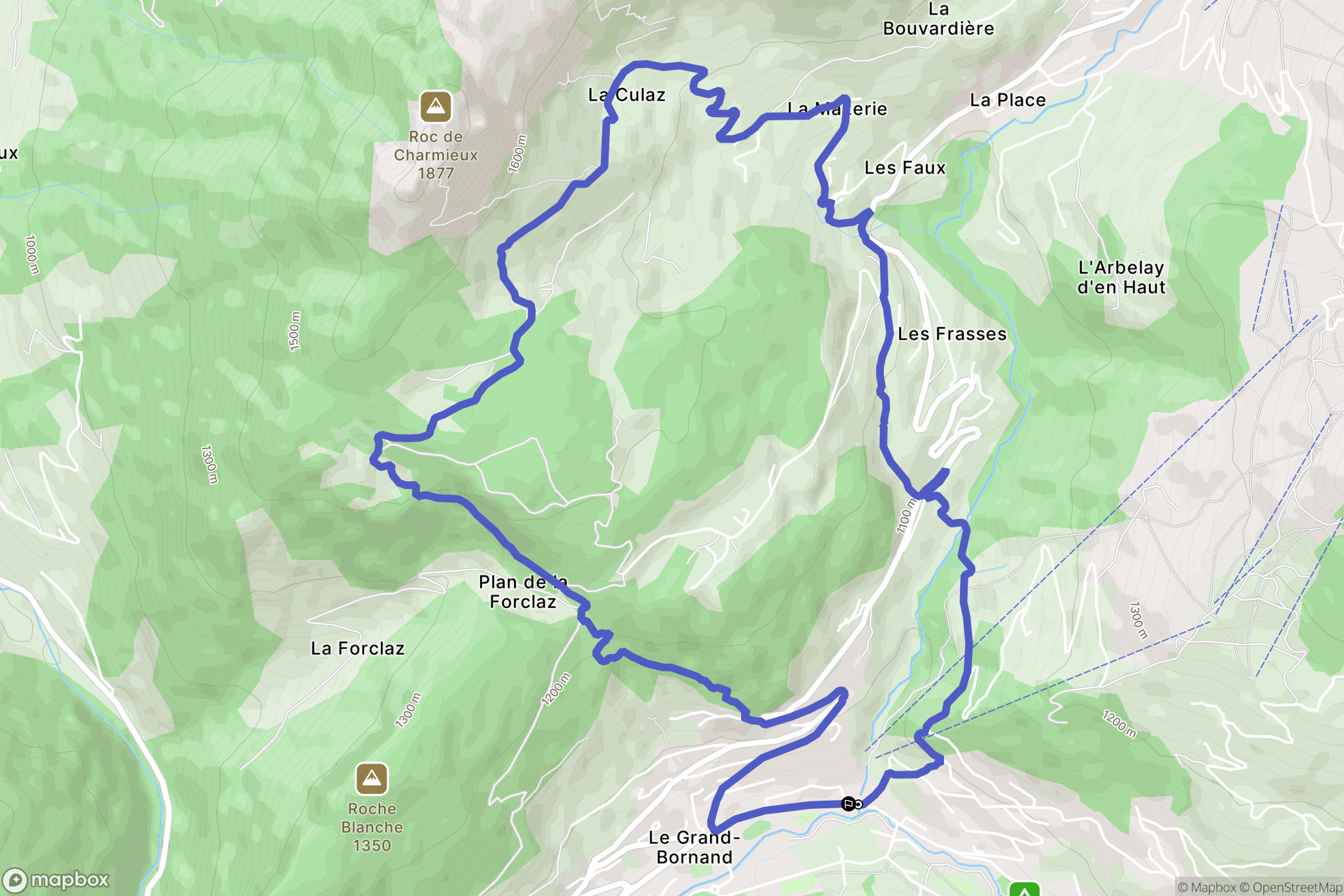 Le Grand-Bornand : carte du parcours de randonnée - France