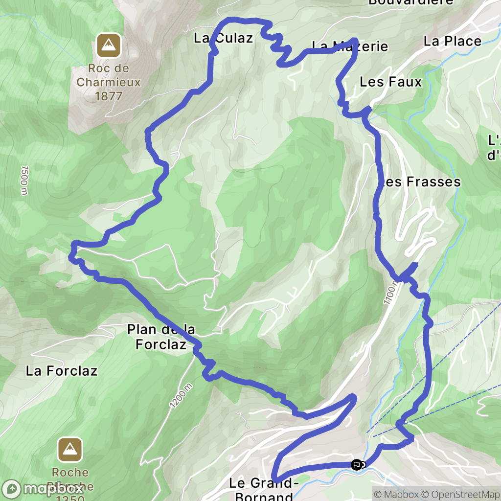 Le Grand-Bornand : carte du parcours de randonnée - France