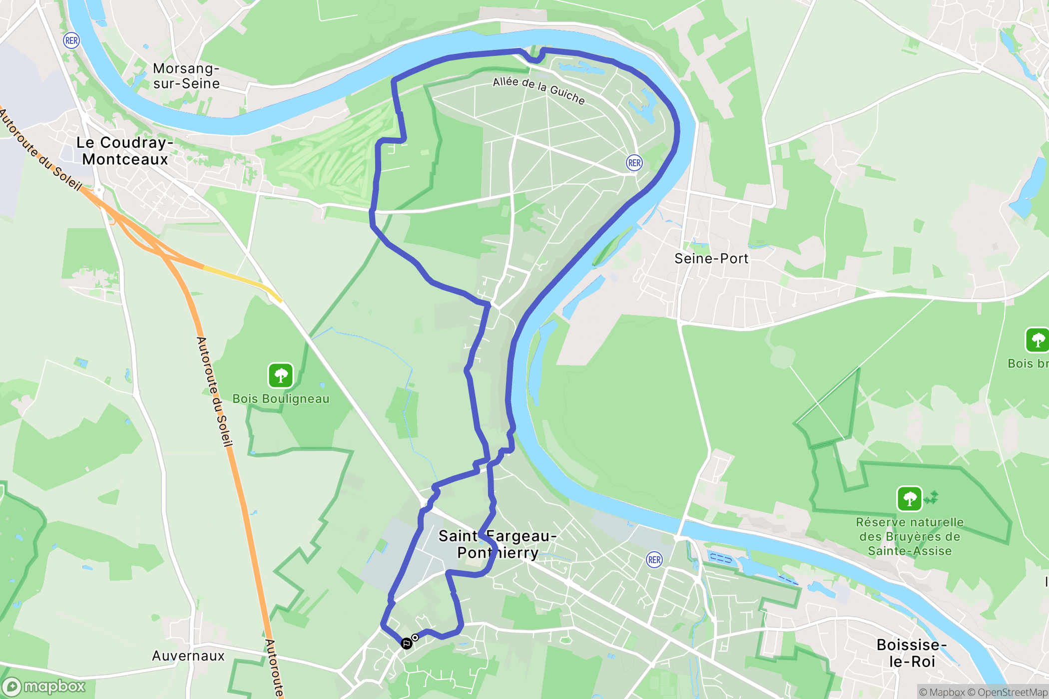 Saint-Fargeau-Ponthierry : carte du parcours de randonnée - France