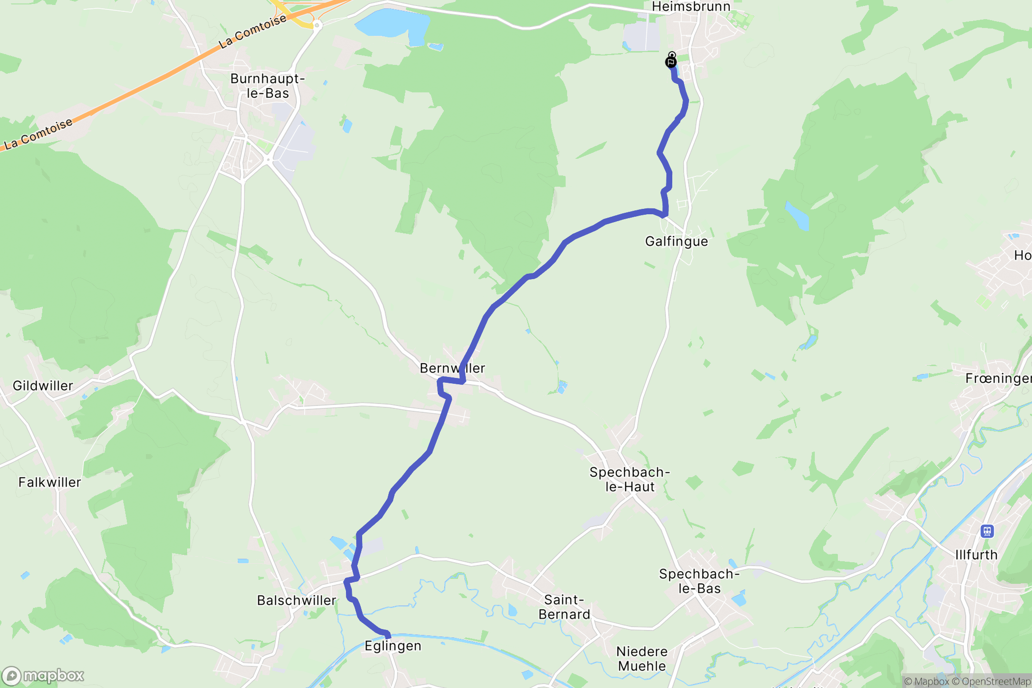 Heimsbrunn : carte du parcours de randonnée - France