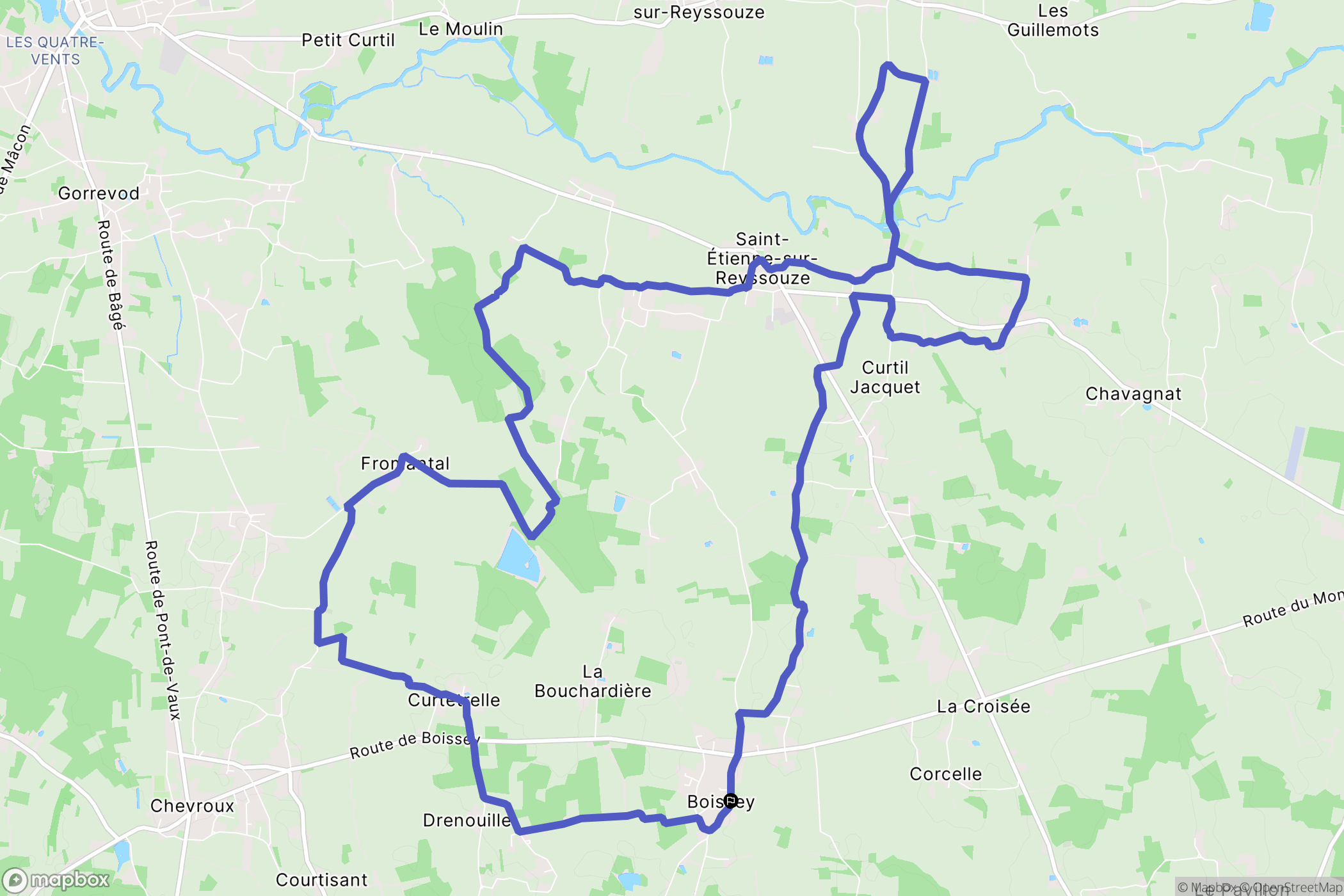Boissey : carte du parcours de randonnée - France