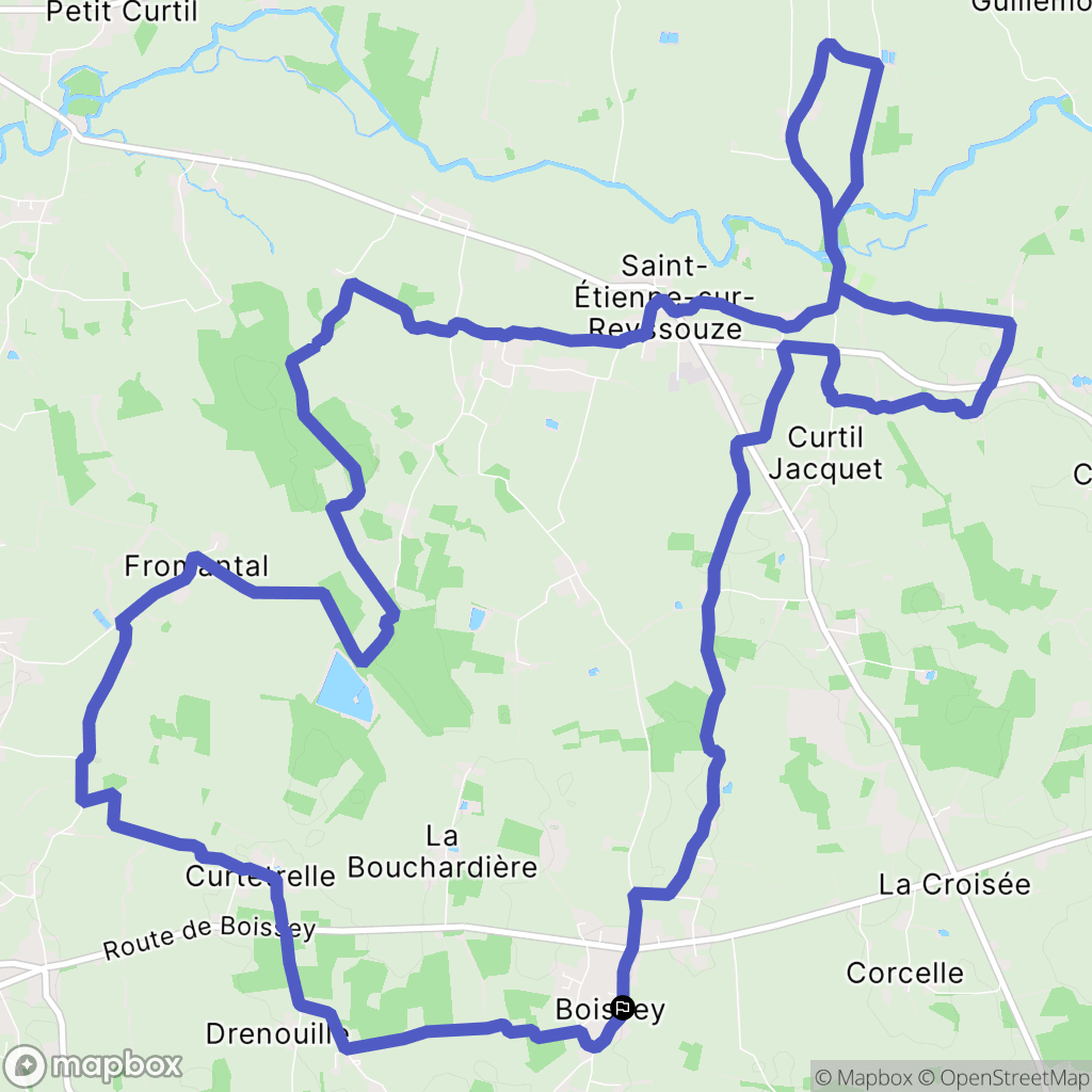 Boissey : carte du parcours de randonnée - France