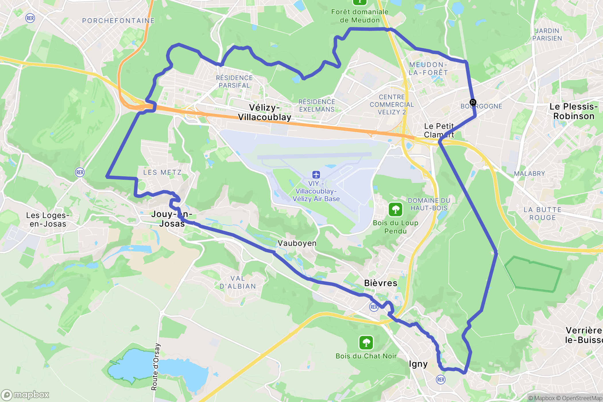 Clamart : carte du parcours de randonnée - France
