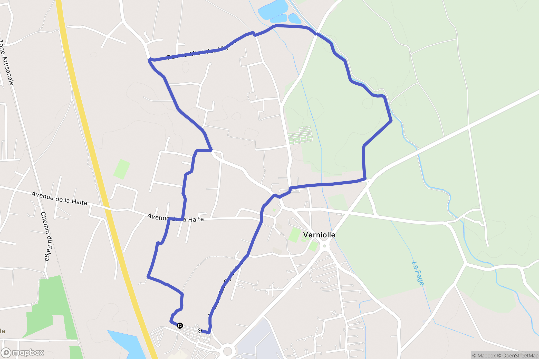Verniolle : carte du parcours de randonnée - France