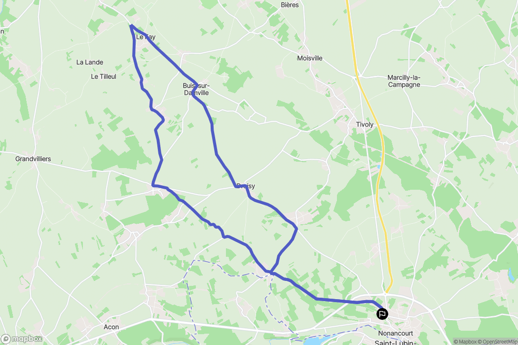 Nonancourt : carte du parcours de randonnée - France