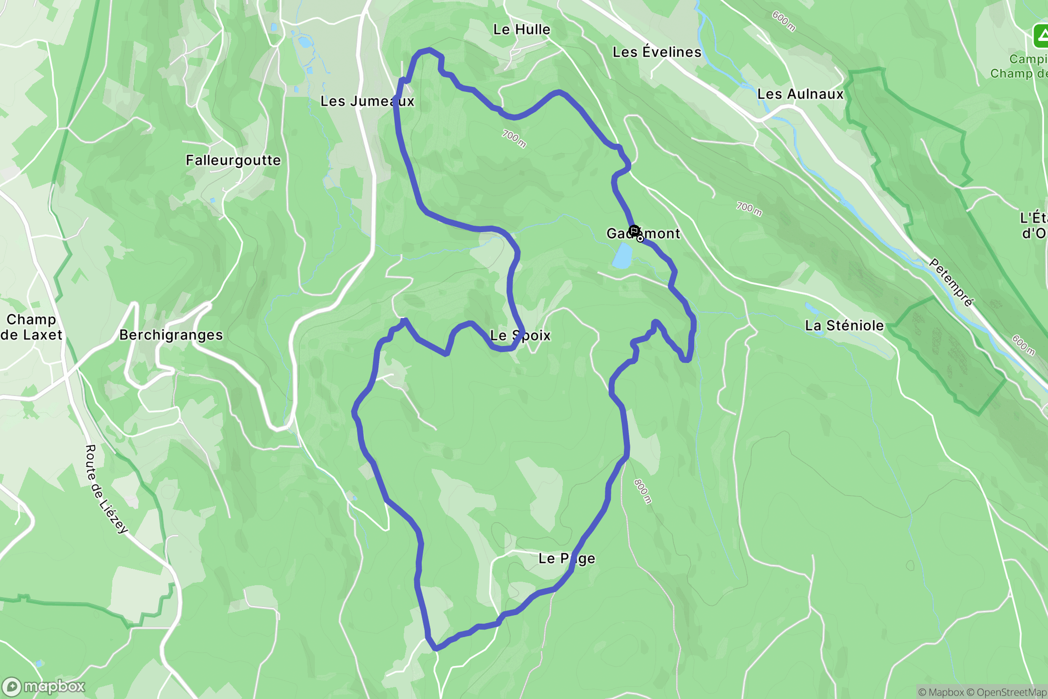 Granges-Aumontzey : carte du parcours de randonnée - France