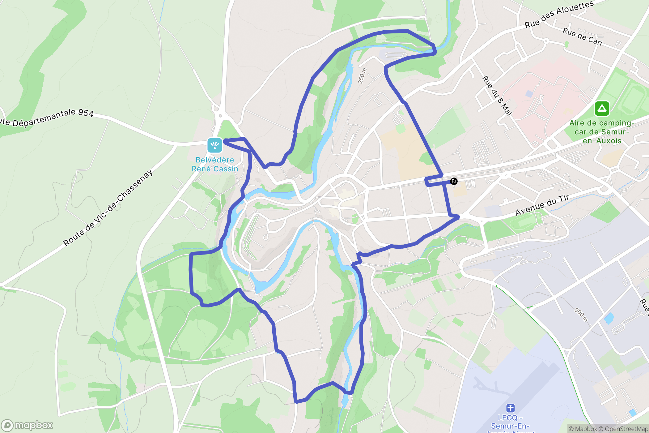 Semur-en-Auxois : carte du parcours de randonnée - France
