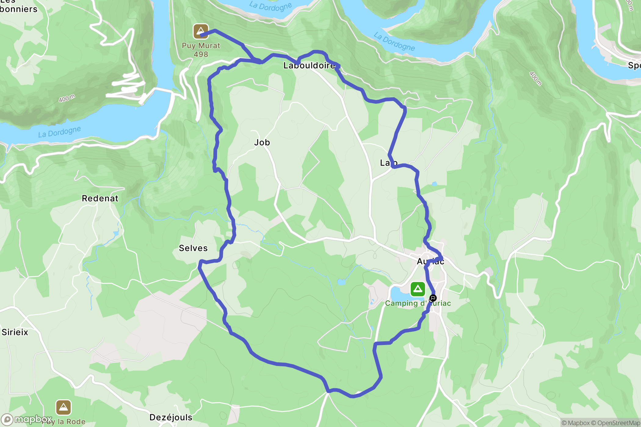 Auriac : carte du parcours de randonnée - France