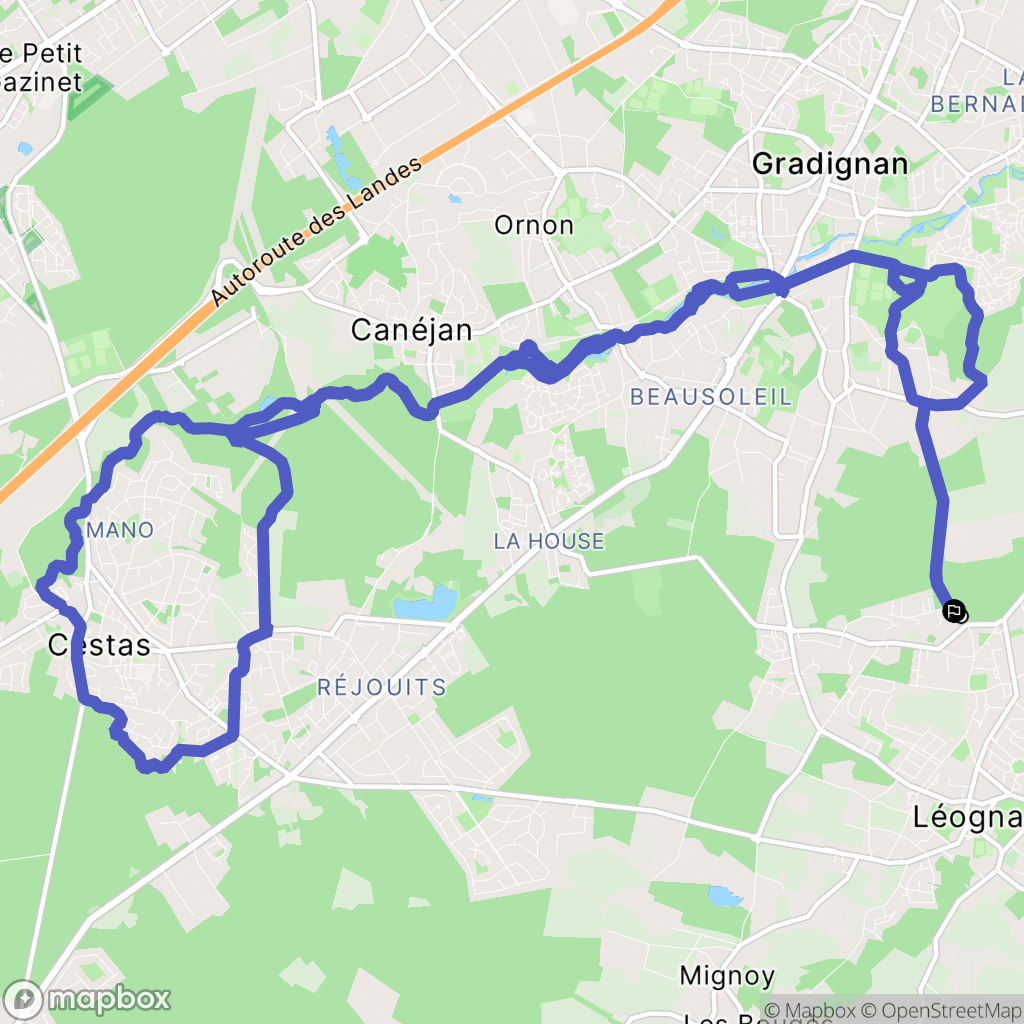Léognan : carte du parcours de randonnée - France