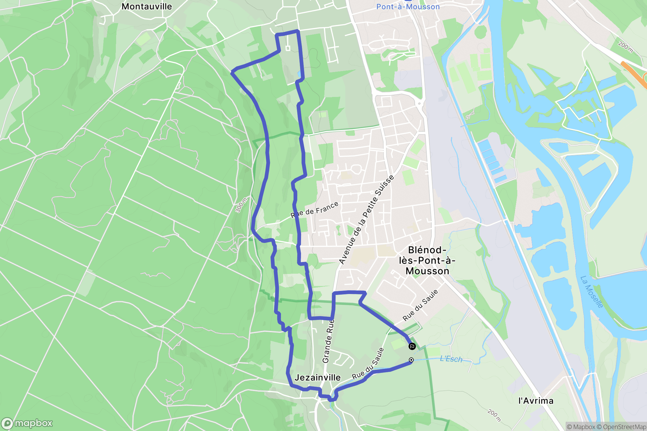 Jezainville : carte du parcours de randonnée - France