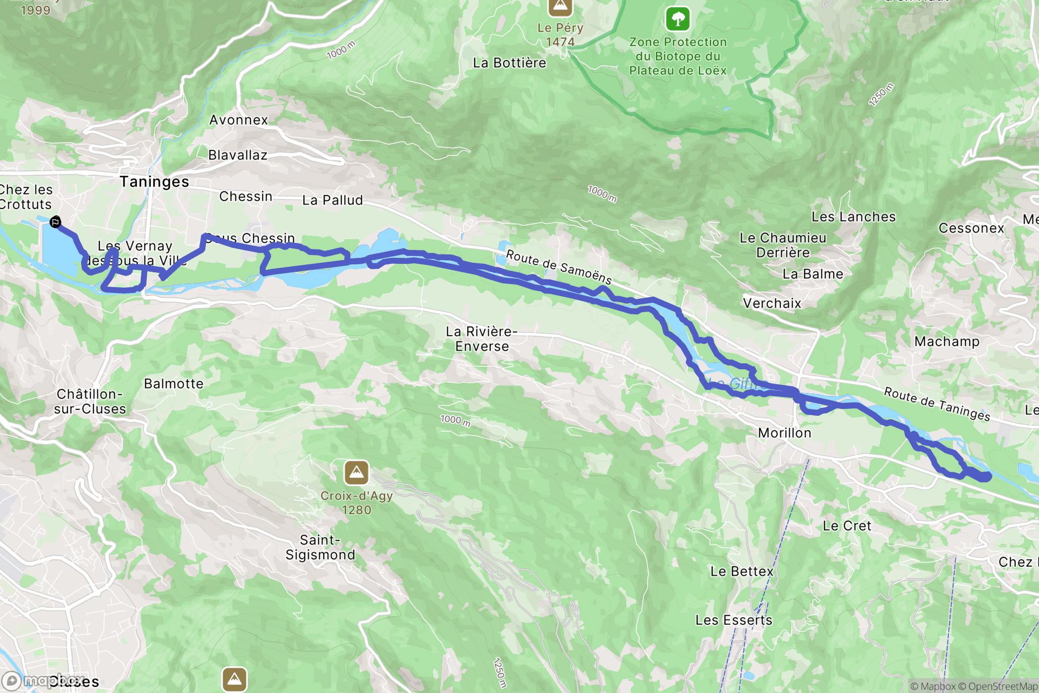 Taninges : carte du parcours de randonnée - France