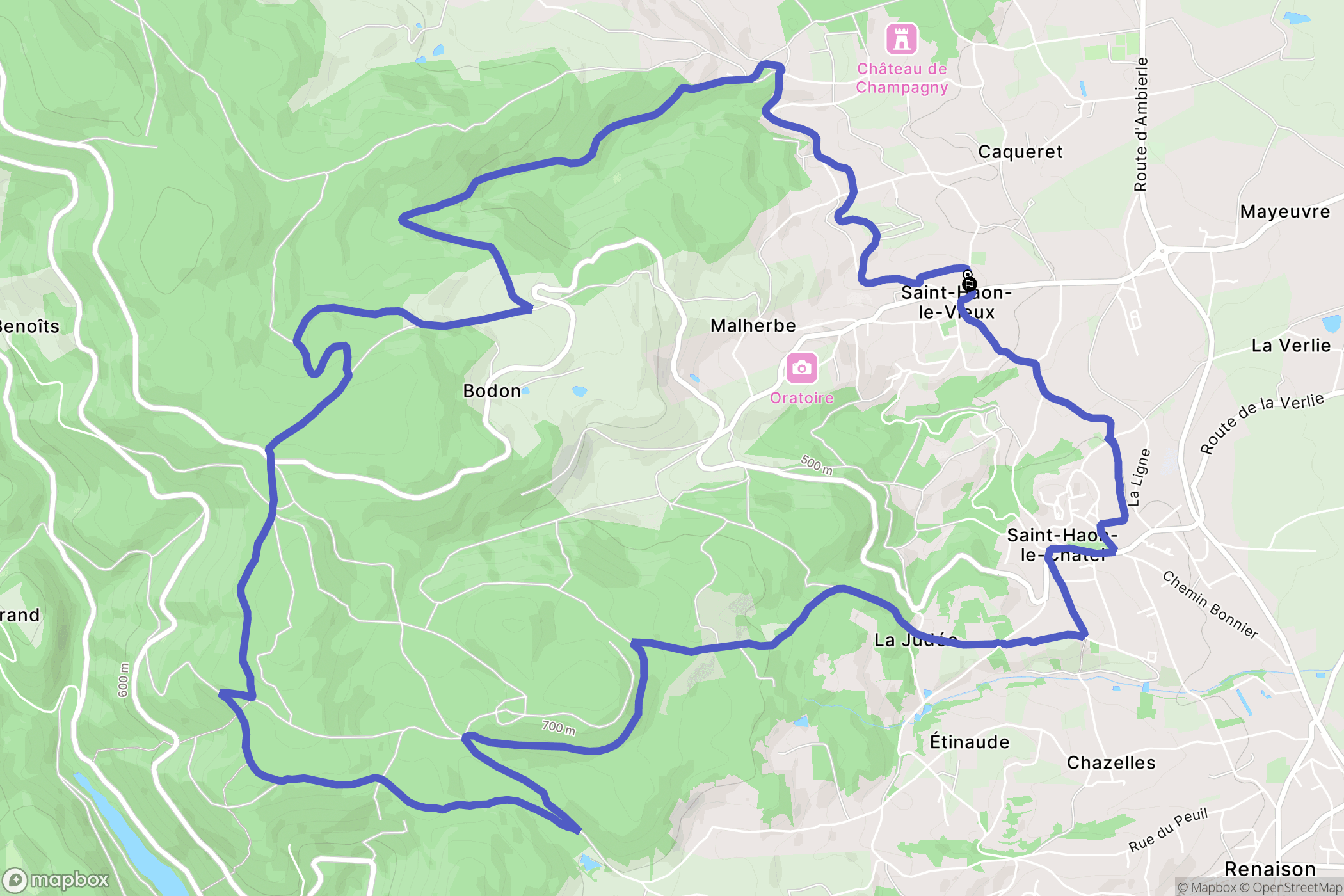 Saint-Haon-le-Vieux : carte du parcours de randonnée - France