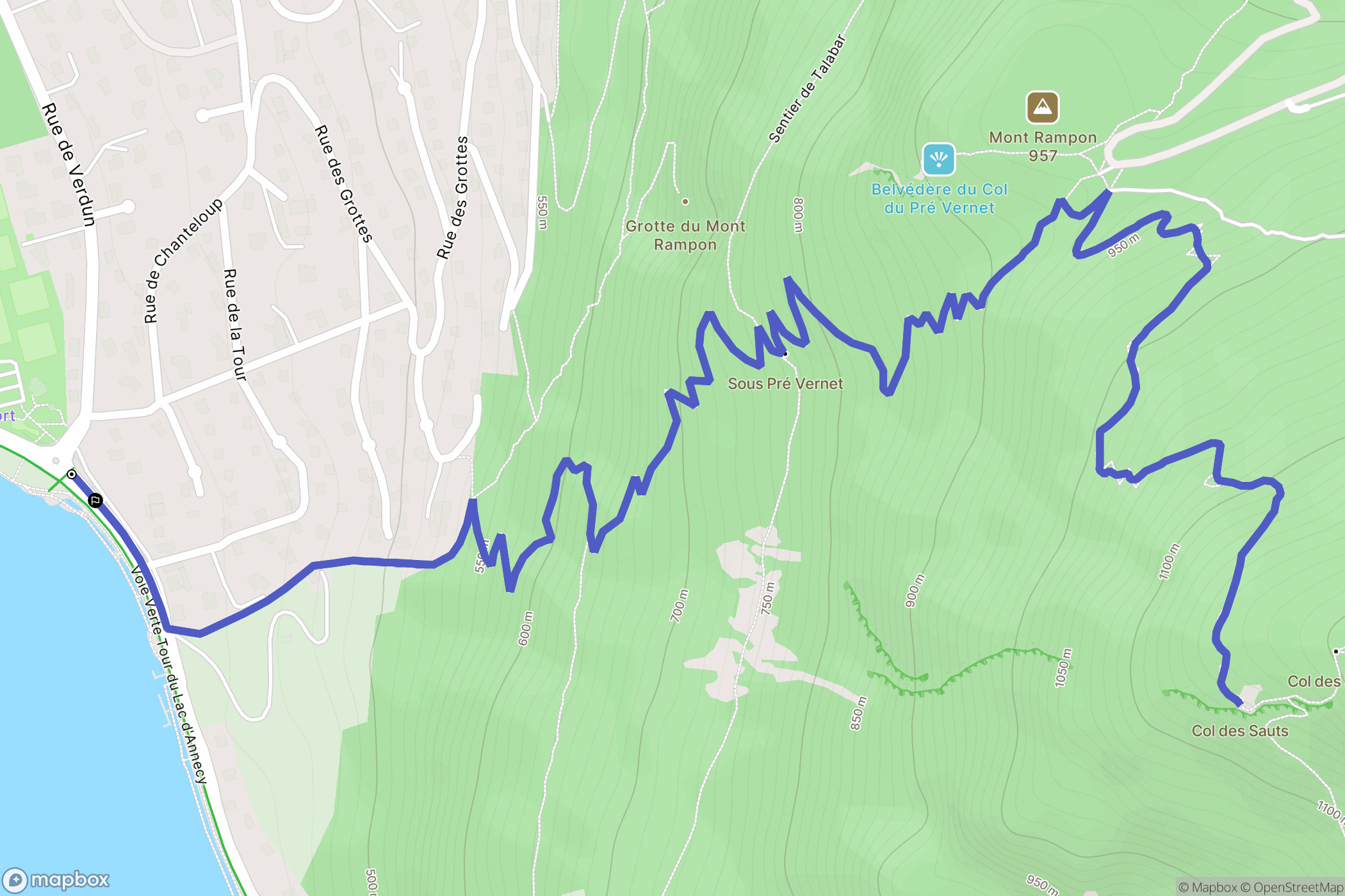 Annecy : carte du parcours de randonnée - France