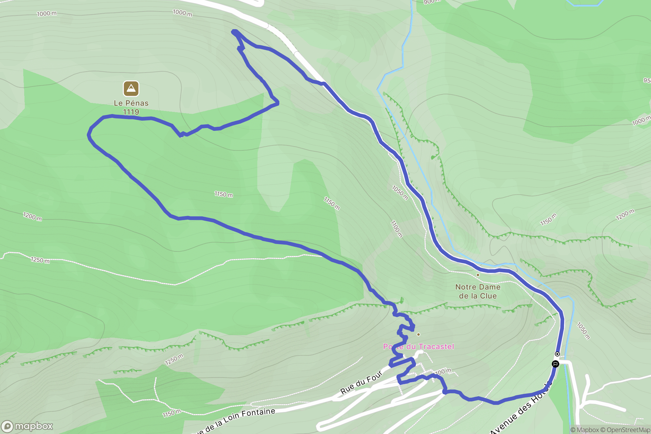 Saint-Auban : carte du parcours de randonnée - France