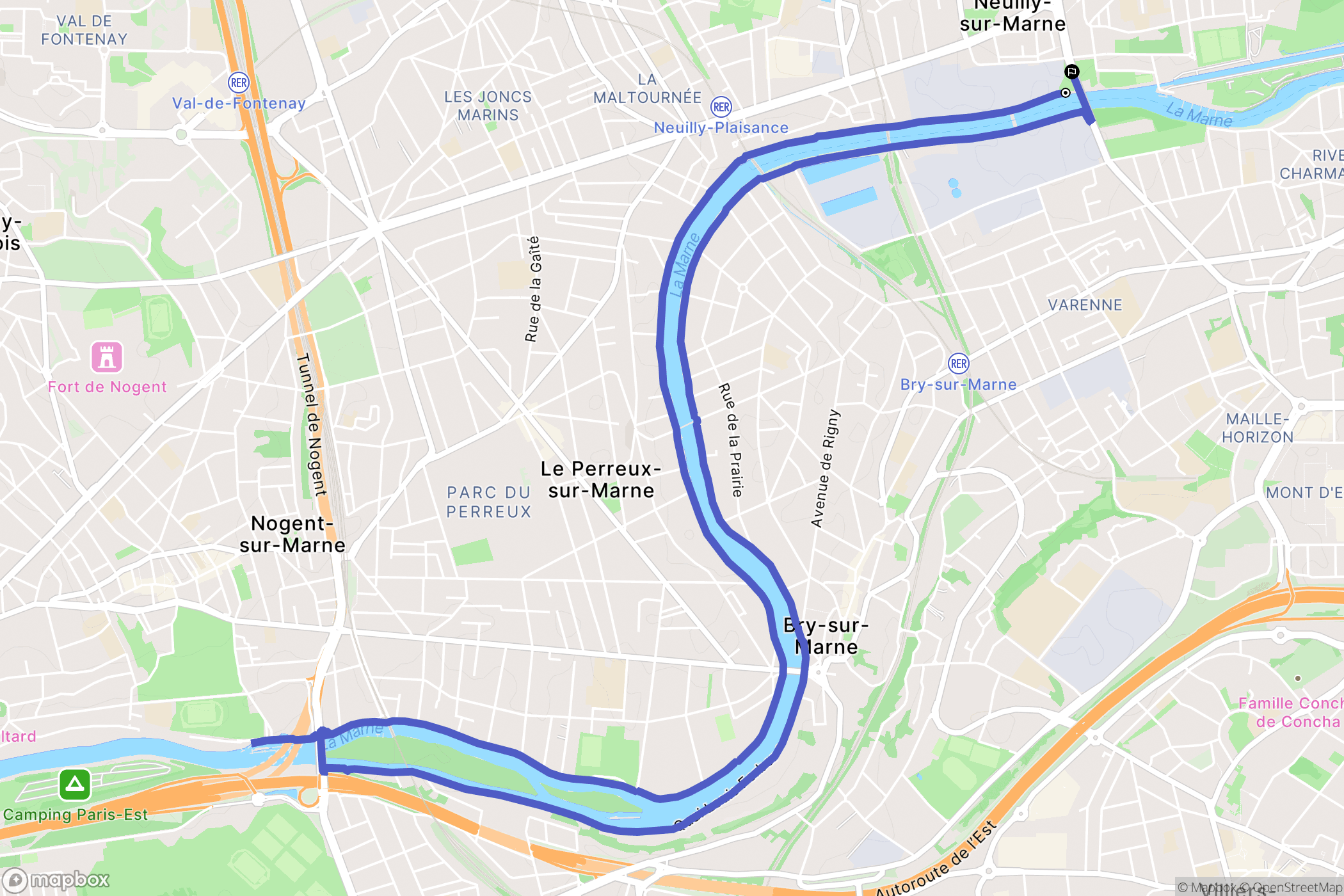 Neuilly-sur-Marne : carte du parcours de randonnée - France
