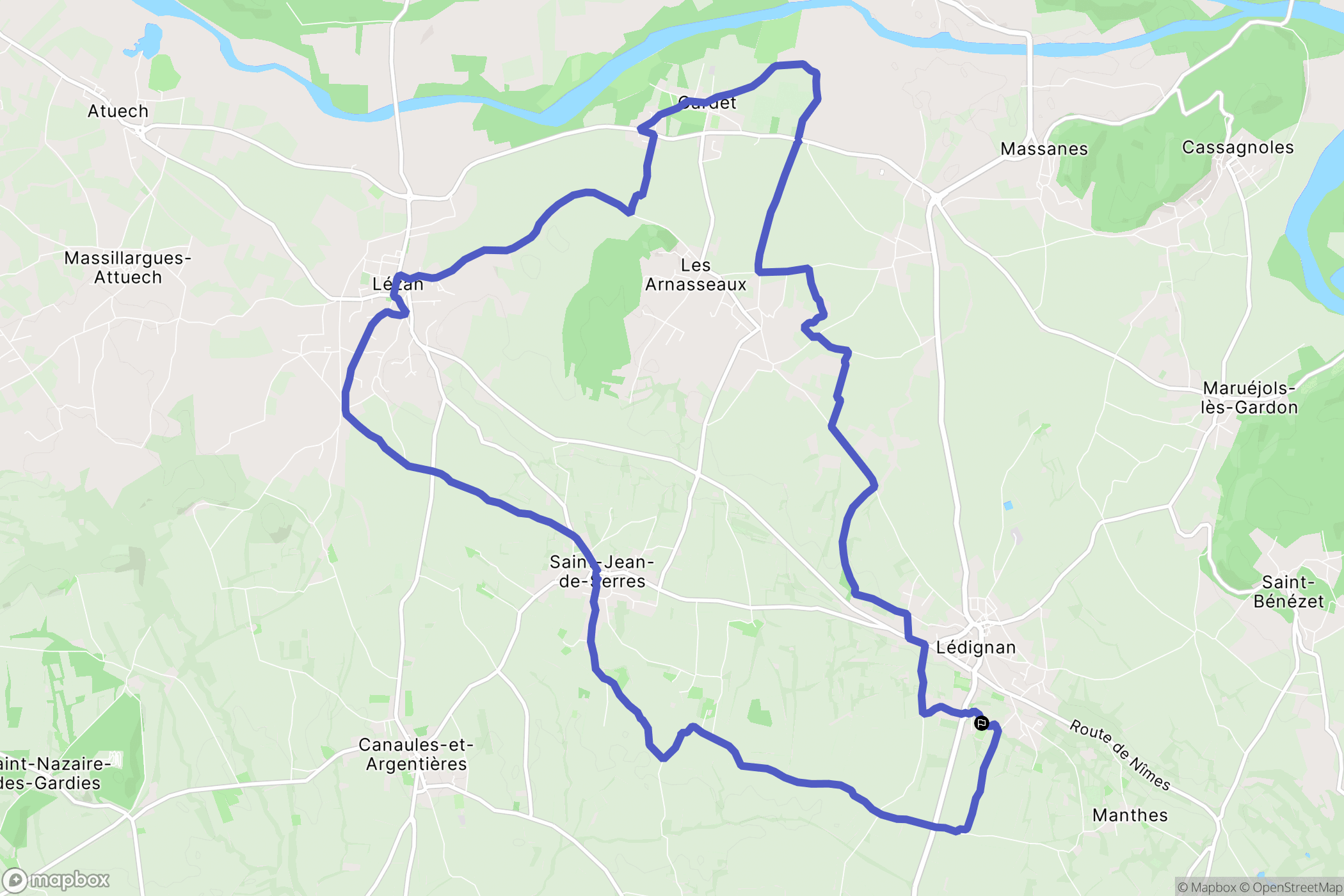 Lédignan : carte du parcours de randonnée - France