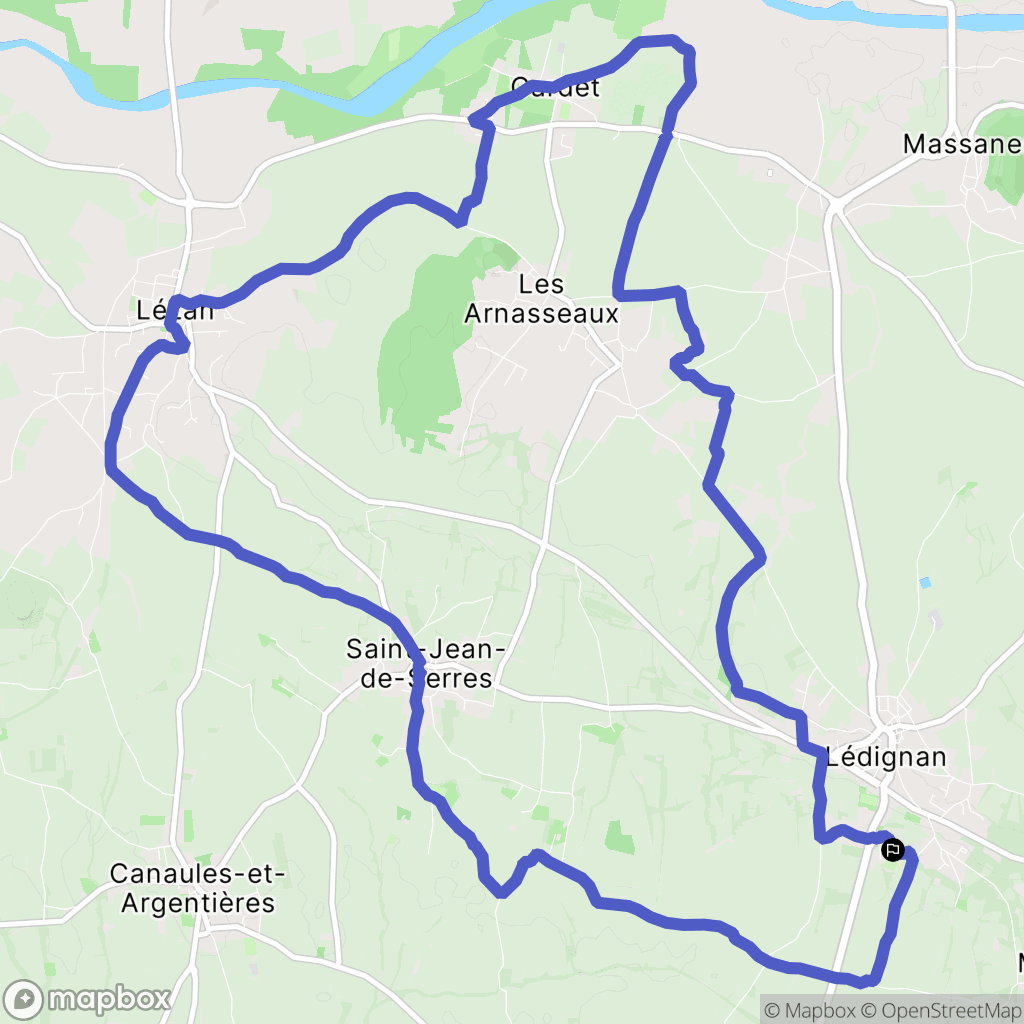 Lédignan : carte du parcours de randonnée - France