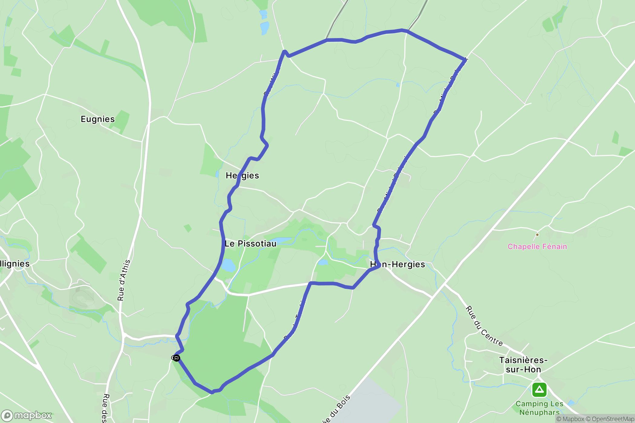 Houdain-lez-Bavay : carte du parcours de randonnée - France