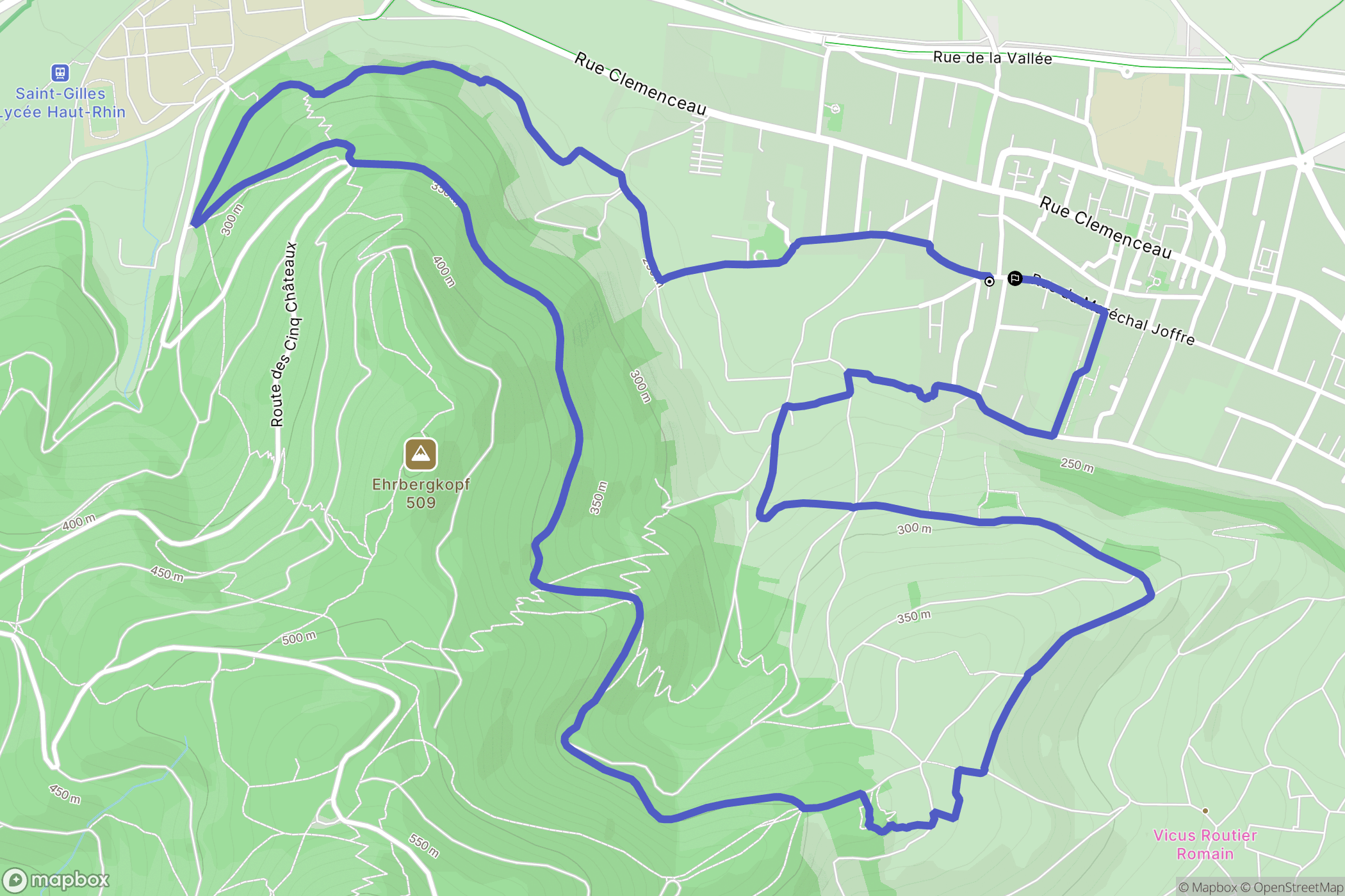 Wintzenheim : carte du parcours de randonnée - France