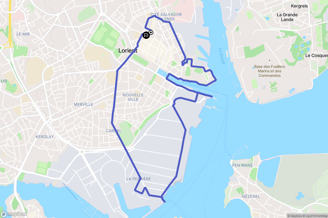 Lorient : carte du parcours de randonnée - France