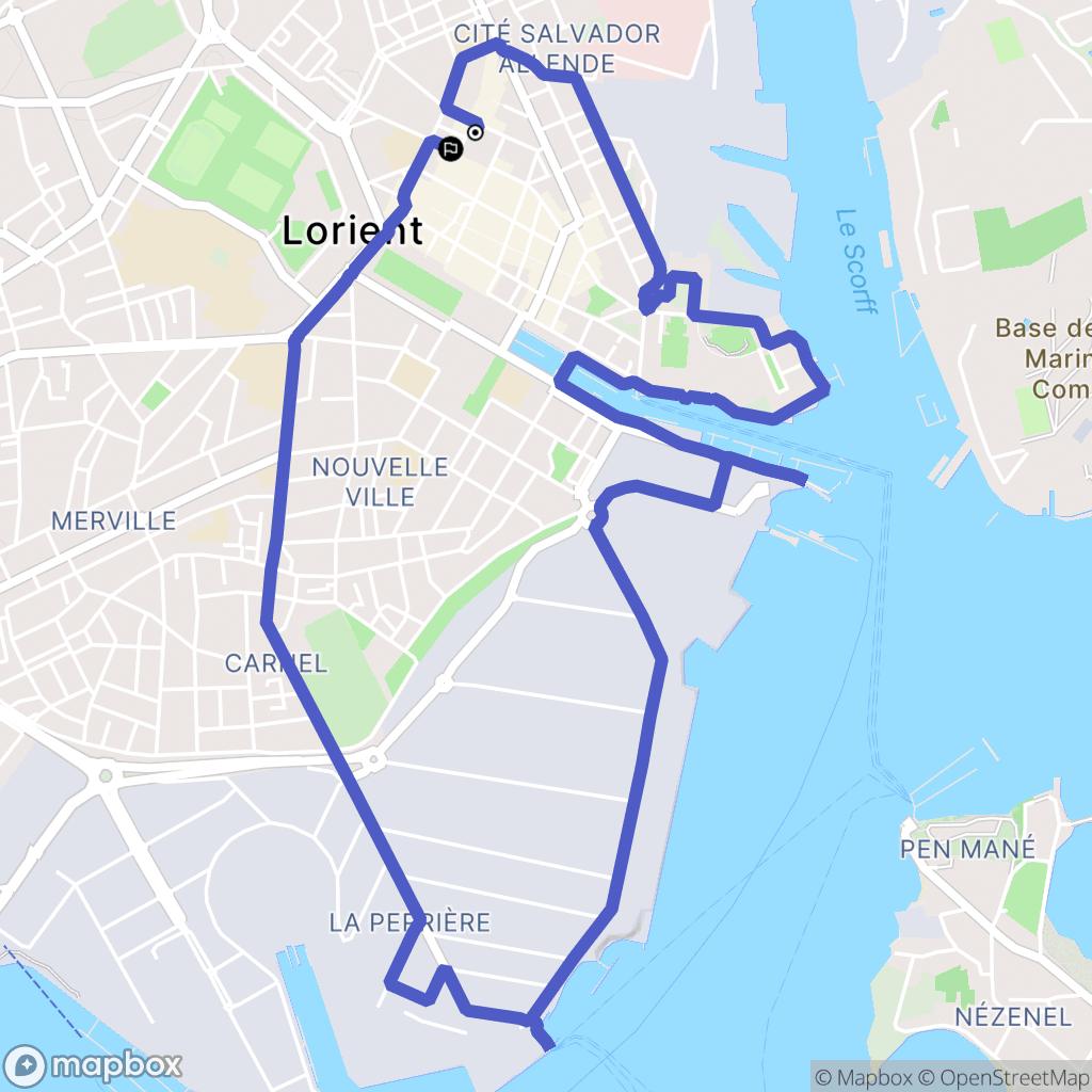 Lorient : carte du parcours de randonnée - France
