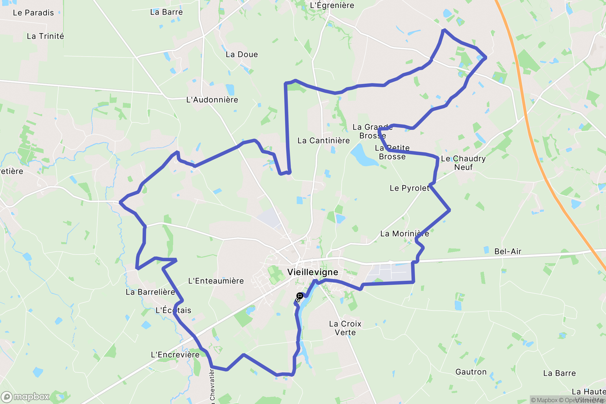 Vieillevigne : carte du parcours de randonnée - France
