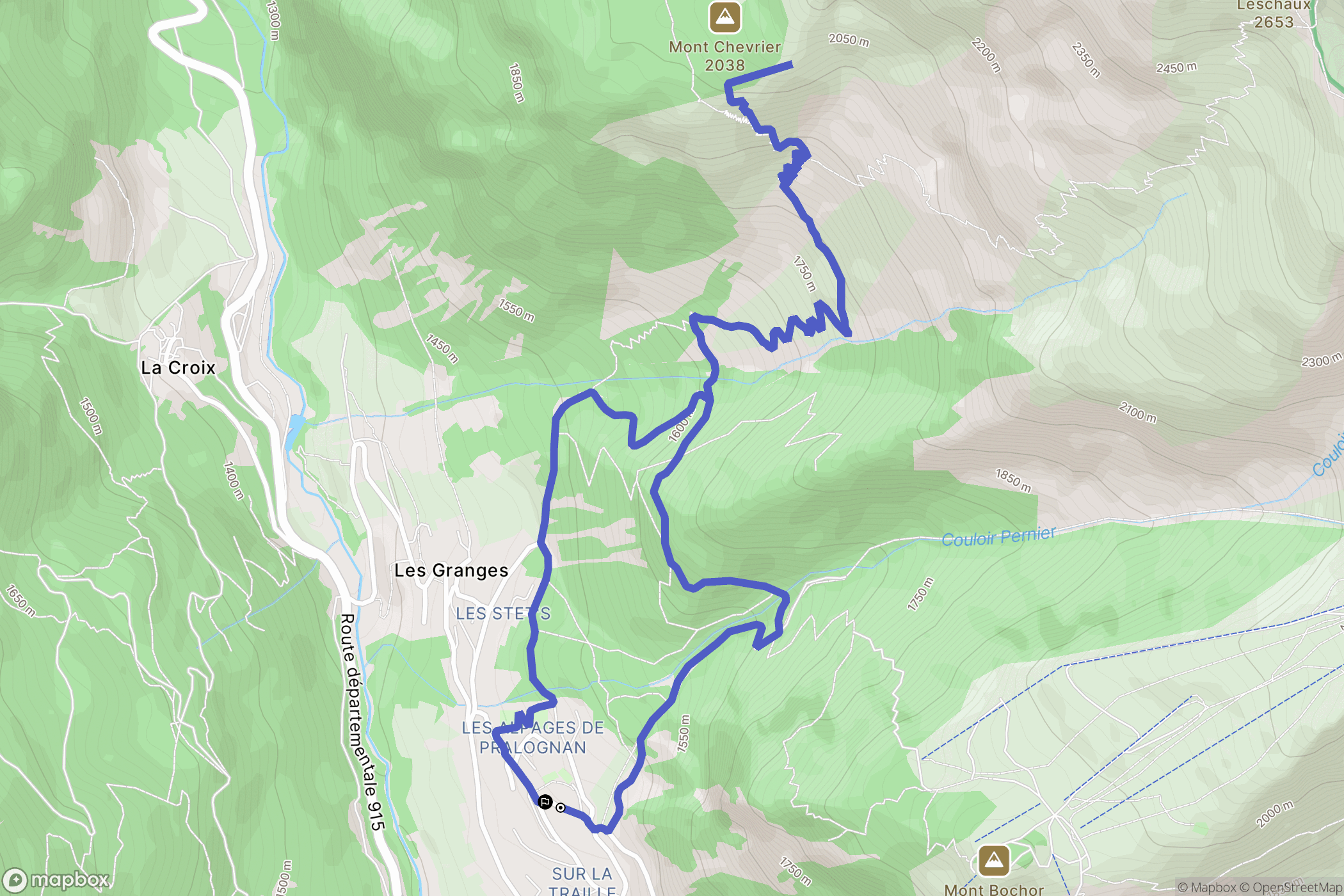 Pralognan-la-Vanoise : carte du parcours de randonnée - France