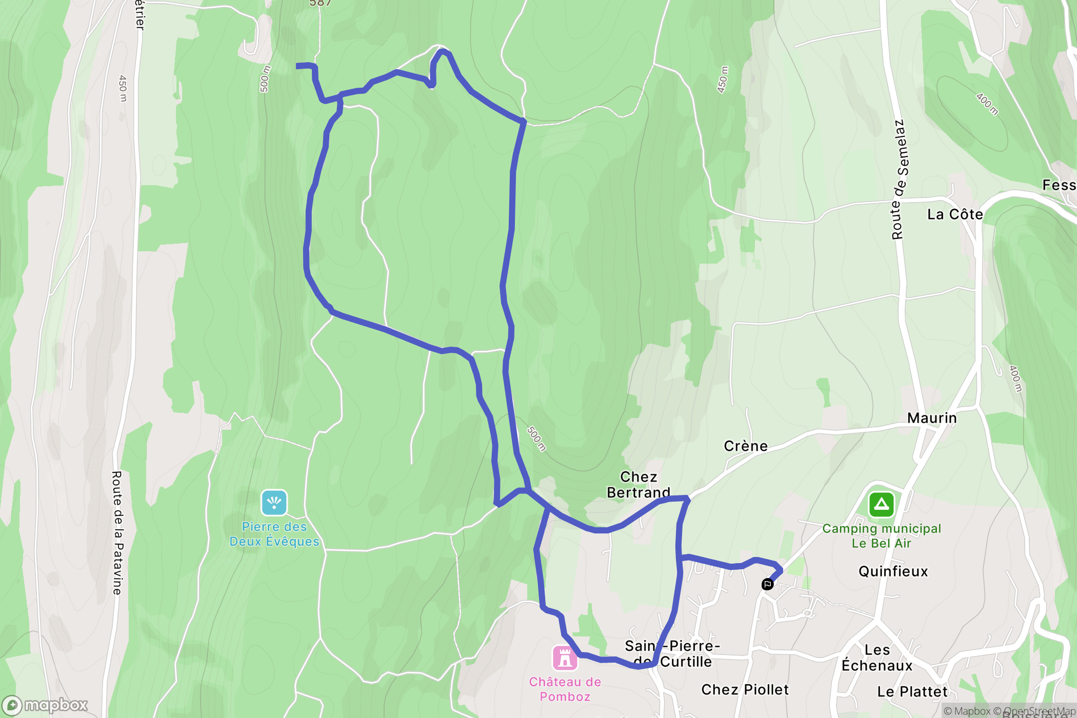 Saint-Pierre-de-Curtille : carte du parcours de randonnée - France