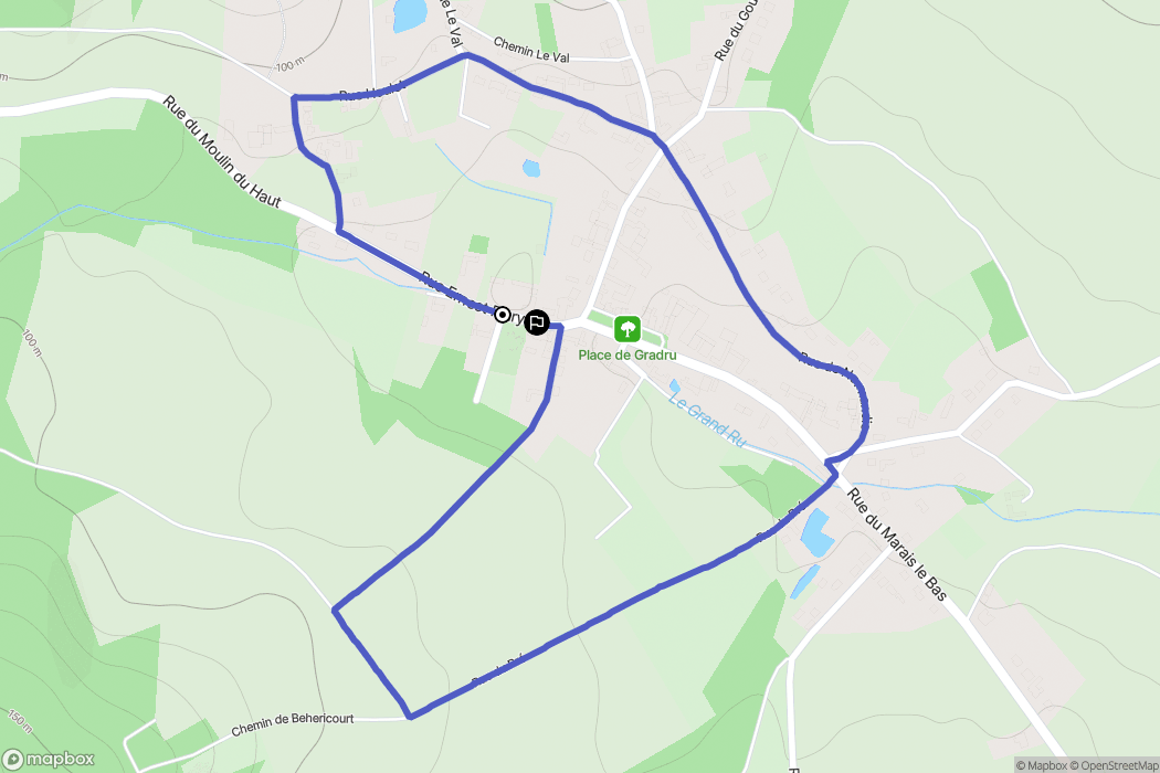 Grandrû : carte du parcours de randonnée - France