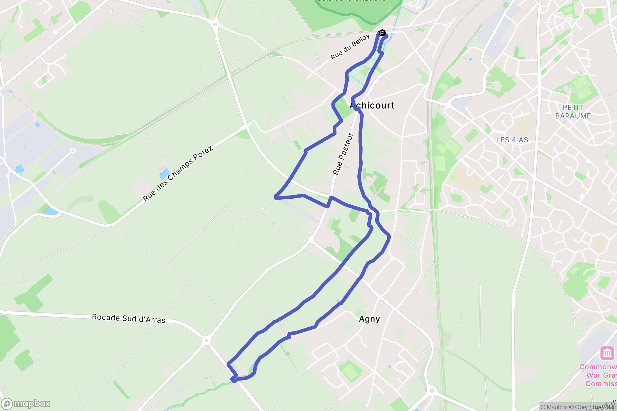 Achicourt : carte du parcours de randonnée - France