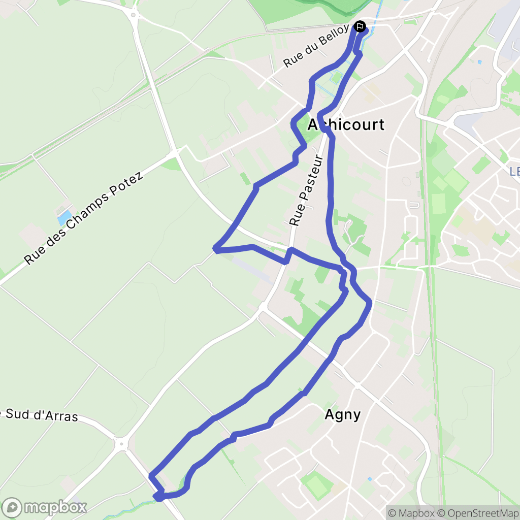 Achicourt : carte du parcours de randonnée - France