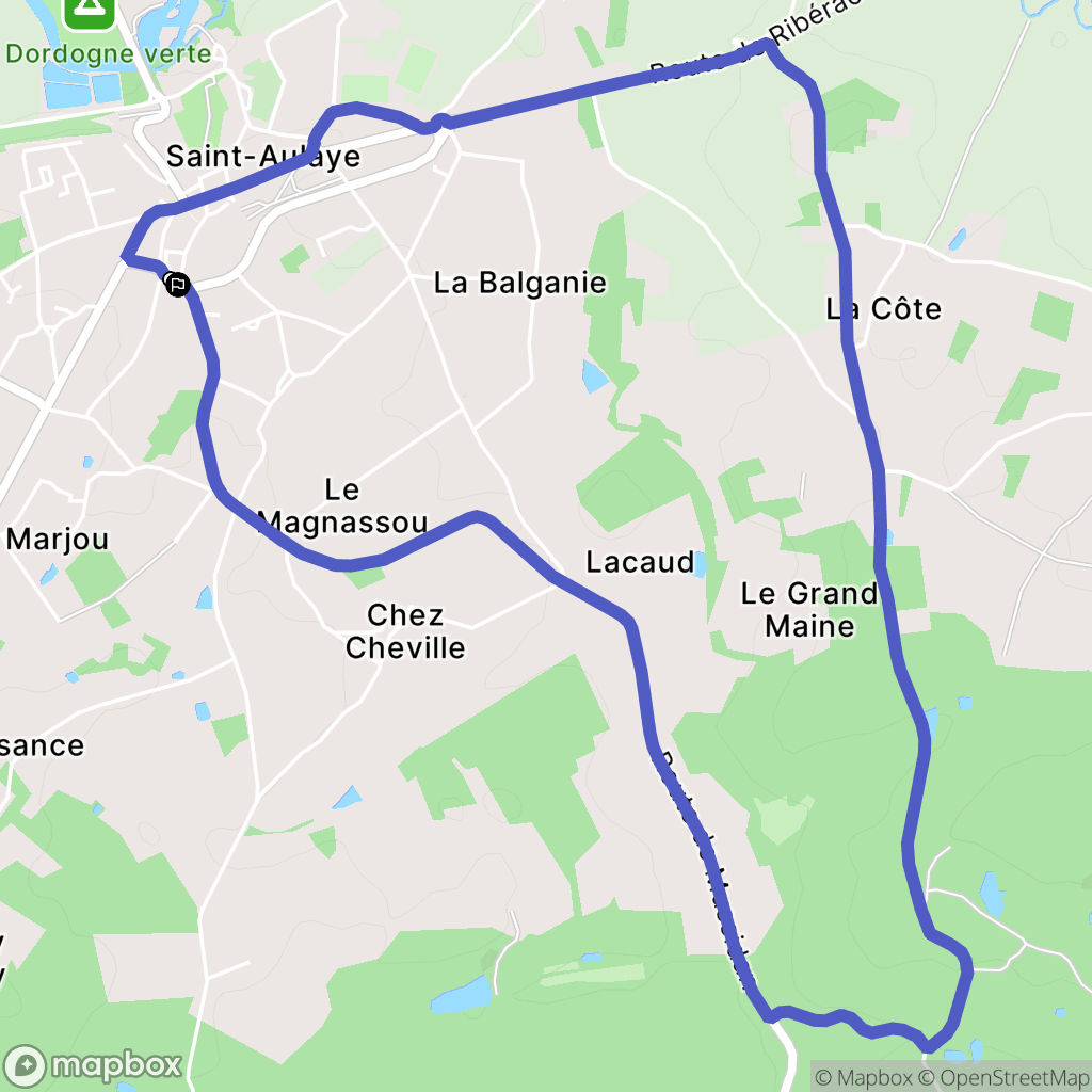 Saint Aulaye-Puymangou : carte du parcours de randonnée - France
