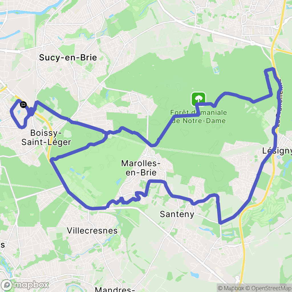 Boissy-Saint-Léger : carte du parcours de randonnée - France