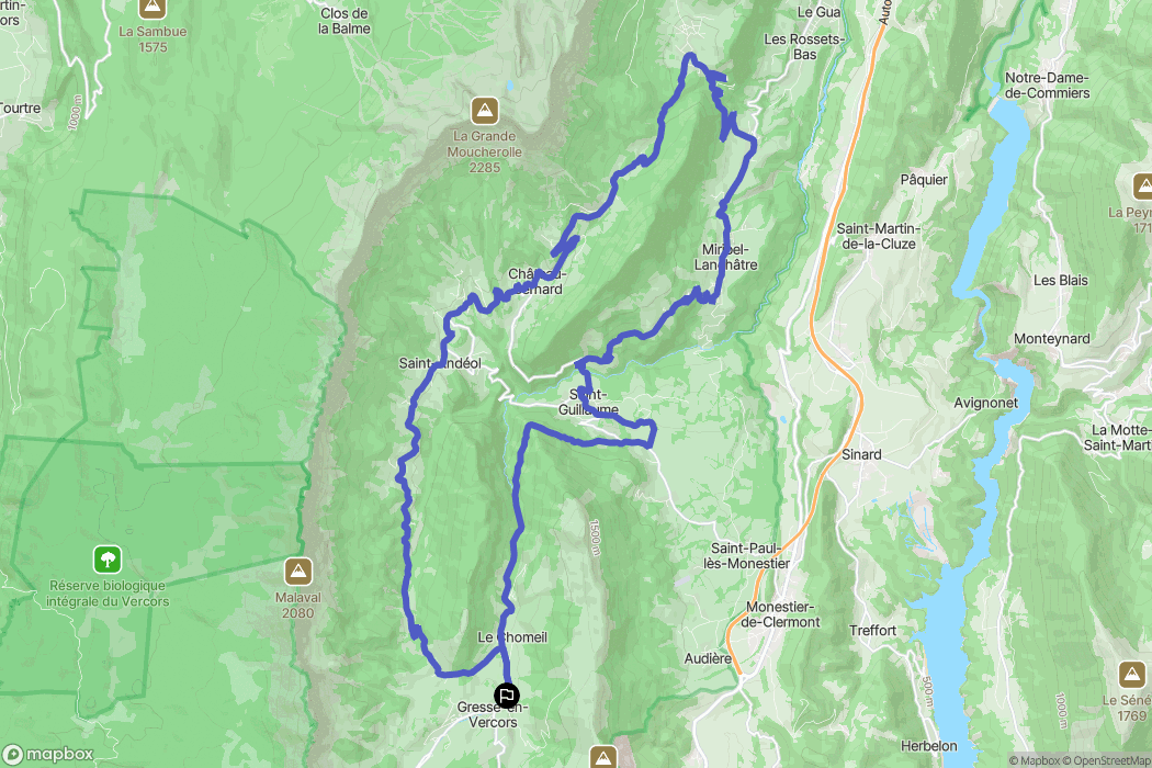 Gresse-en-Vercors : carte du parcours de randonnée - France