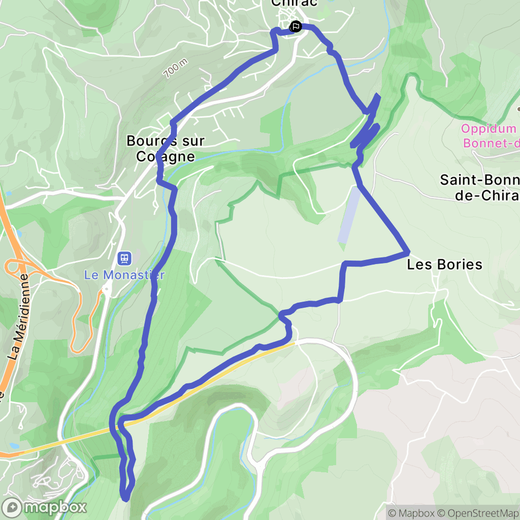 Bourgs sur Colagne : carte du parcours de randonnée - France