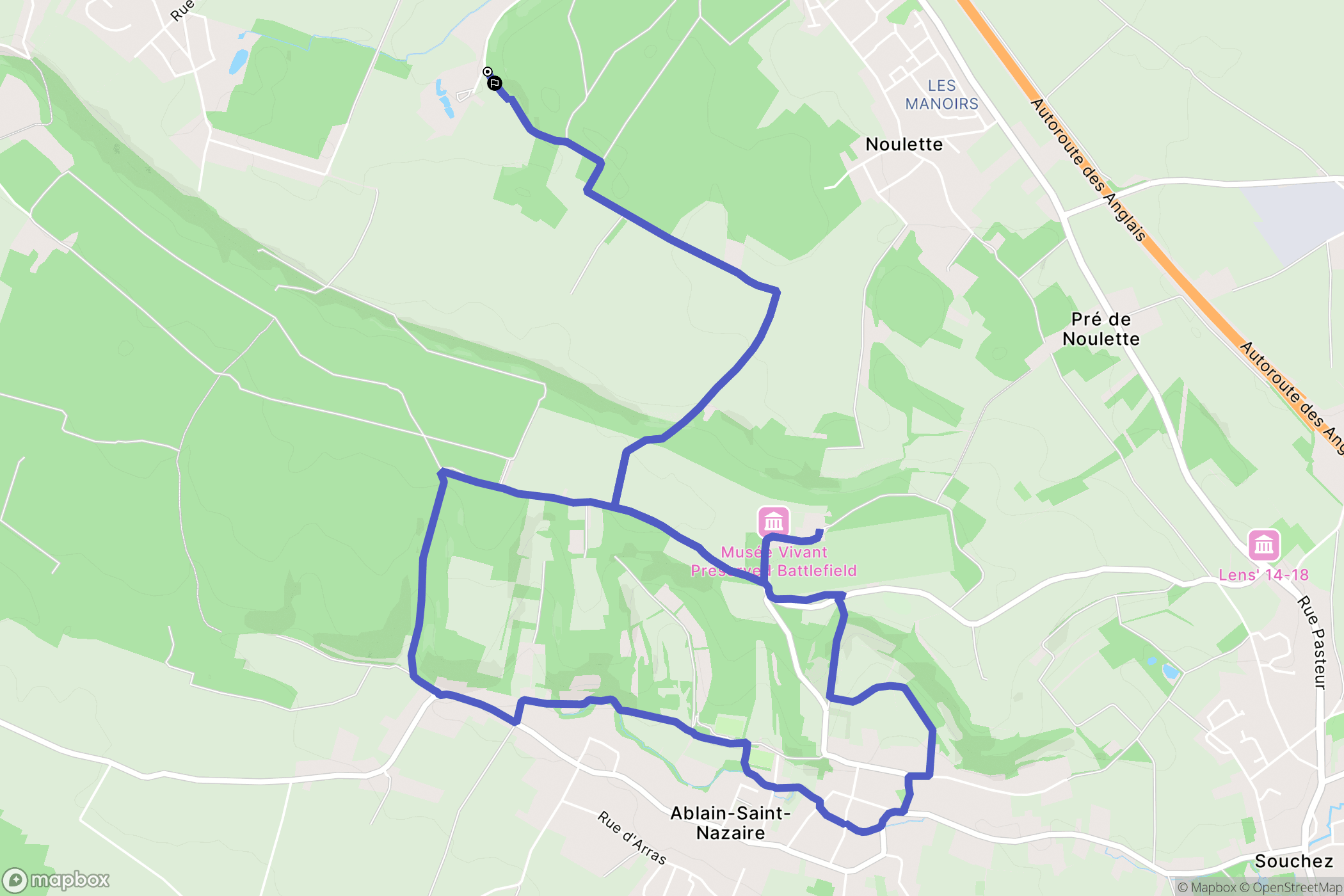Aix-Noulette : carte du parcours de randonnée - France