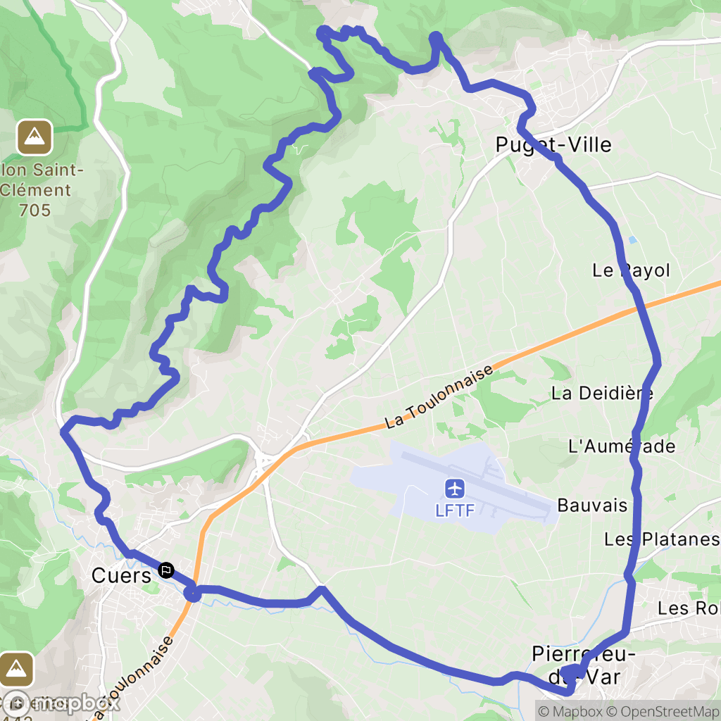 Cuers : carte du parcours de randonnée - France