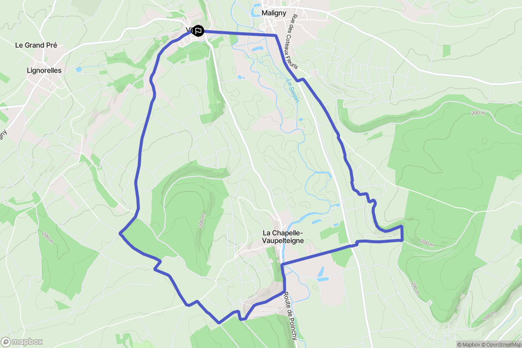 Villy : carte du parcours de randonnée - France