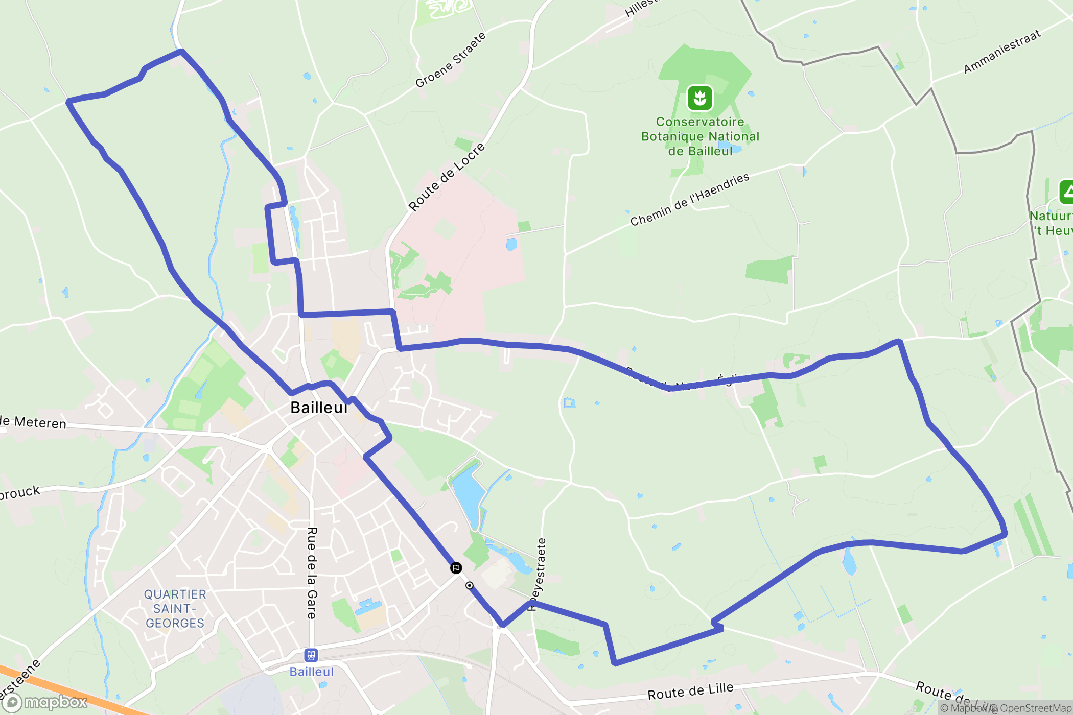 Bailleul : carte du parcours de randonnée - France