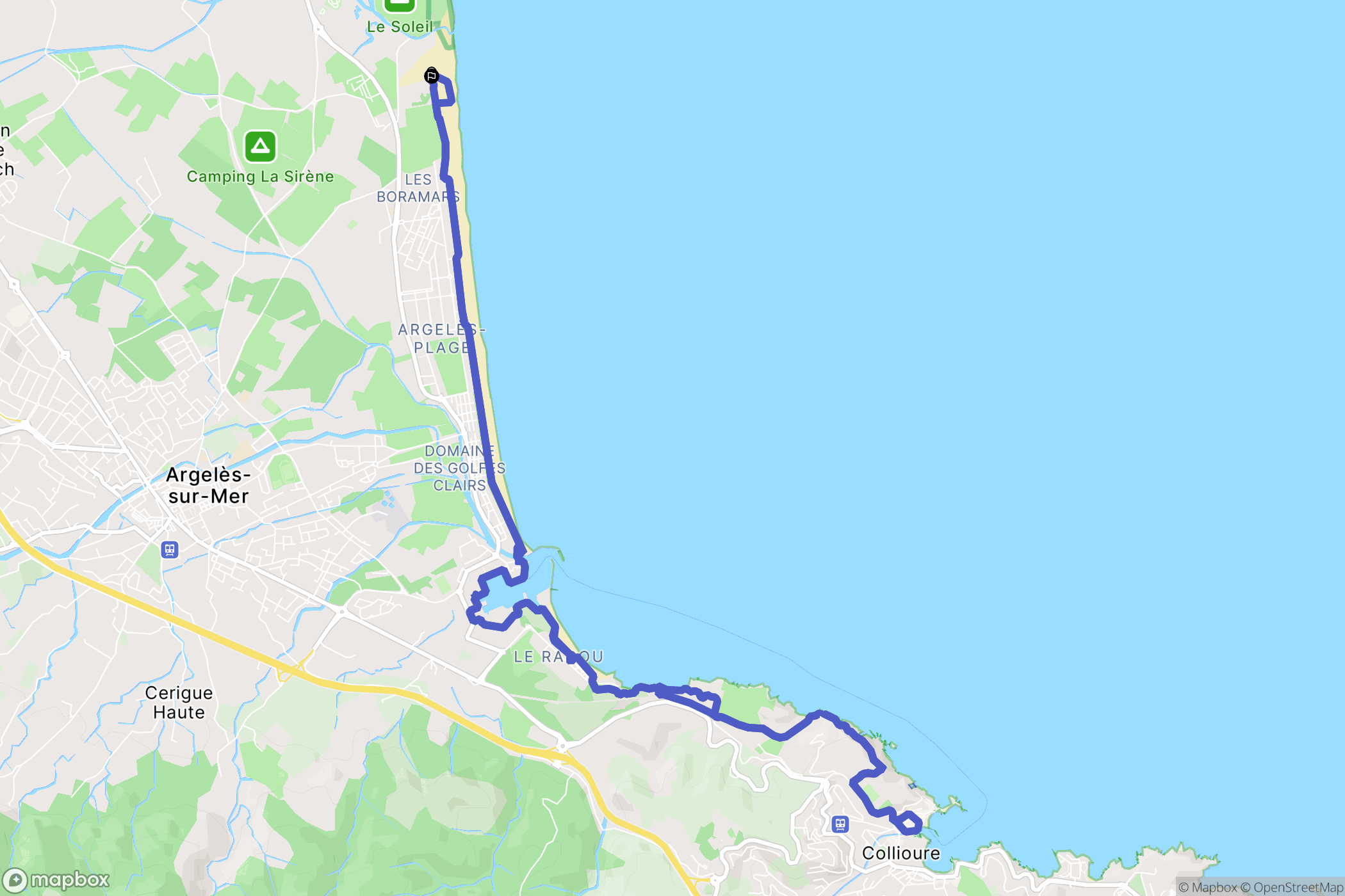 Argelès-sur-Mer : carte du parcours de randonnée - France