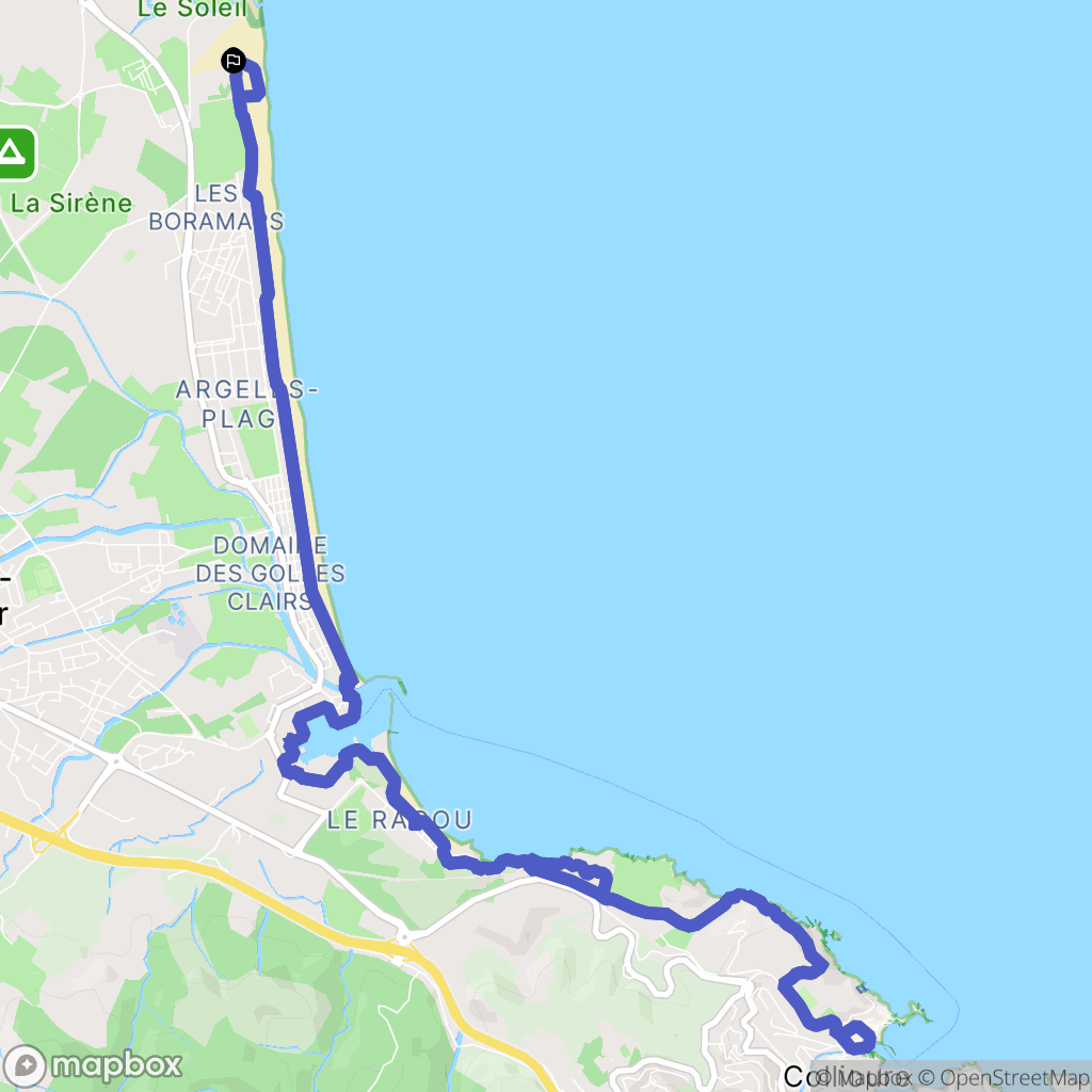 Argelès-sur-Mer : carte du parcours de randonnée - France