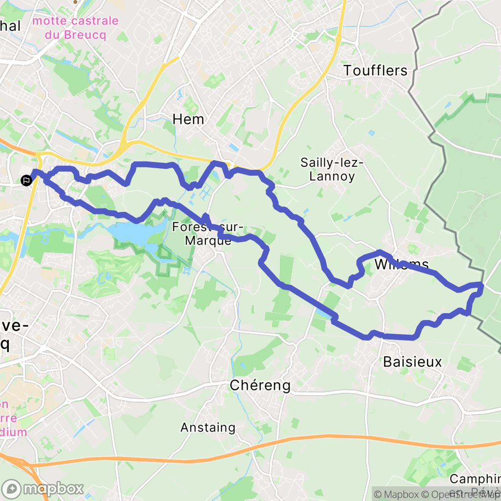 Villeneuve-d'Ascq : carte du parcours de randonnée - France