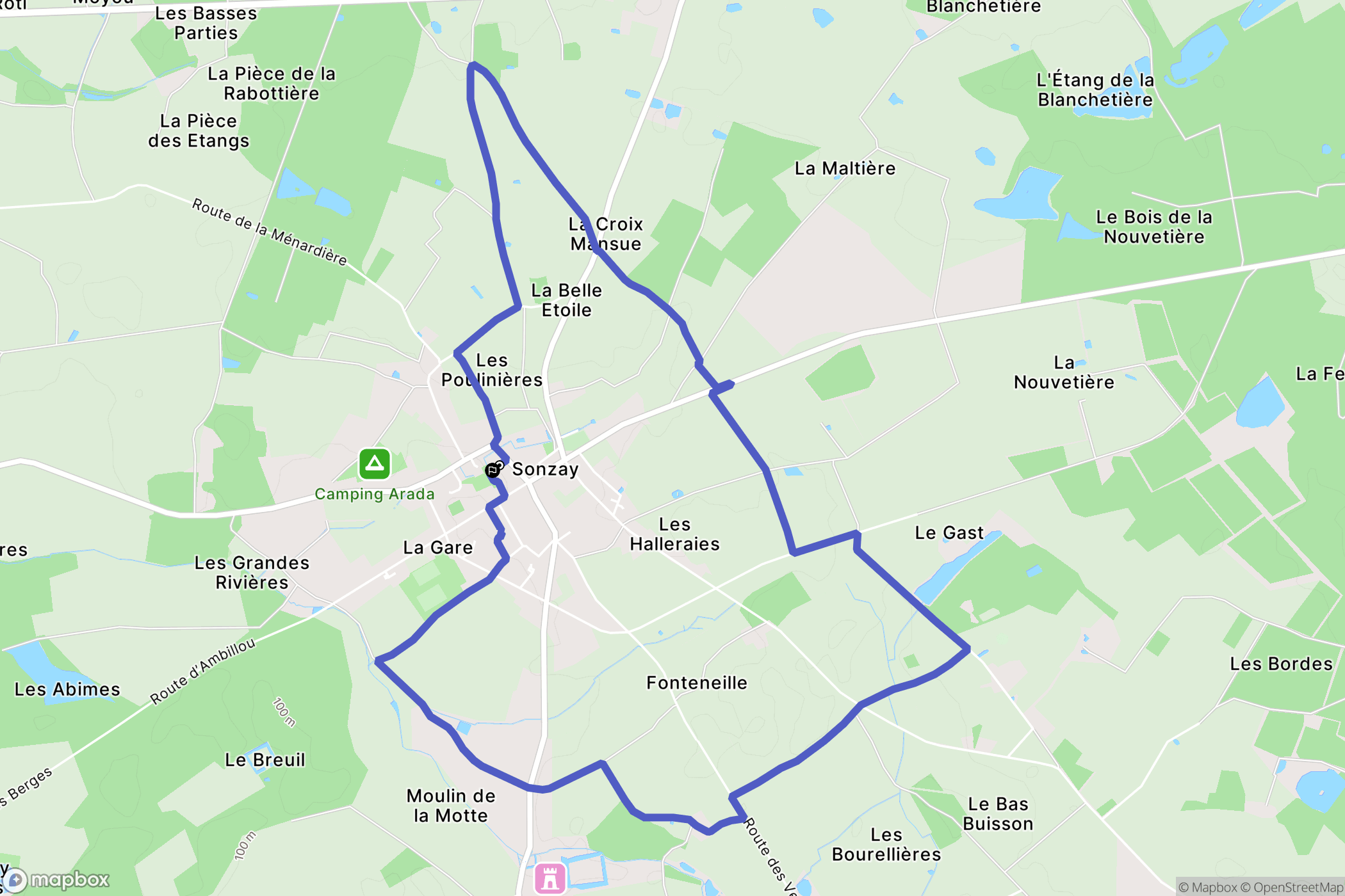 Sonzay : carte du parcours de randonnée - France